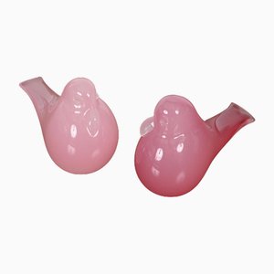 Sculture di uccelli in vetro di Murano rosa di A. Seguso, Italia, anni '60, set di 2
