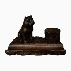 Tintero de Bulldog de la Selva Negra, década de 1890