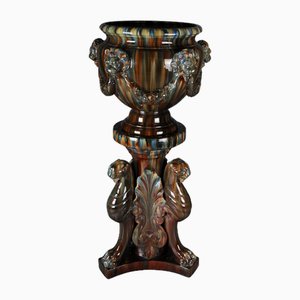French Majolica Flower Vase by Clement Massier