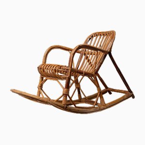 Vintage Children's Rocking Chair in Bamboo, 1970s