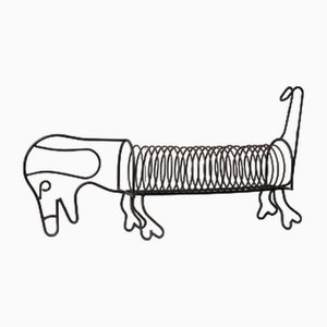 Vintage Metall Spiral Dackel Halter, 1980er