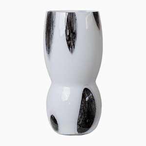 Vintage Murano Vase in Black and White, 1980s
