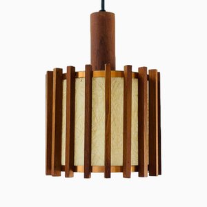 Mid-Century Ceiling Lamp in Teak and Copper, 1960s
