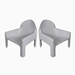 White Model 4794 Lounge Chairs by Gae Aulenti for Kartell, 1974, Set of 2