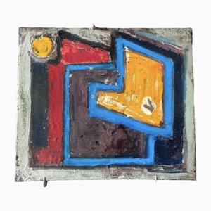 Composition Abstraite Vintage, Peinture sur Tôle, 1965