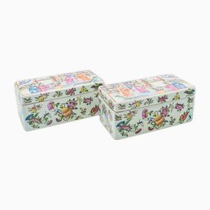 Antique Chinese Decorative Boxes in Ceramic, 1900, Set of 2