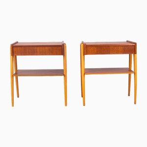 Mesitas de noche suecas de teca de Ab Carlström & Co. Möbelfabrik, años 60. Juego de 2