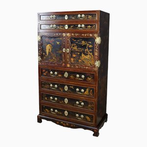 Chinese Cabinet in Lacquered Wood and Painted Wood