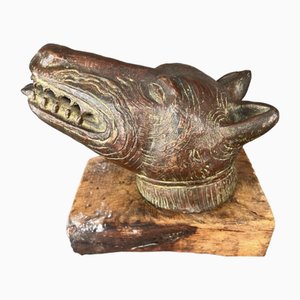 Artiste Béninois, Tête de Léopard, 1950s, Bronze