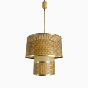 Vintage Italian Rattan Chandelier, 1970s