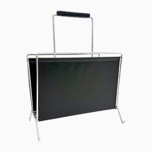 Vintage Vinyl and Steel Magazine Rack from Voss, 1970s