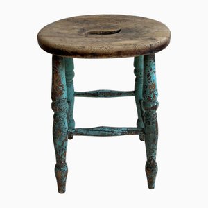 19th Century Painted Elm Stool, 1890s