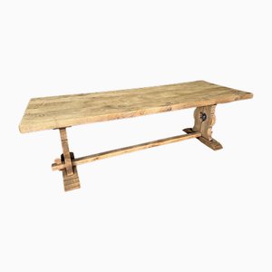 Large French Bleachers Oak Farmhouse Dining Table, 1925