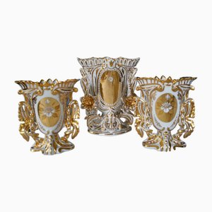 Vaso Cornet grande antico in porcellana, inizio XX secolo, set di 3