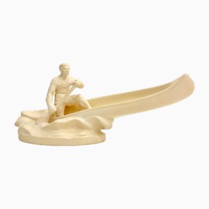 Plaster Rower Statue from Jihokera Bechyně, 1950s