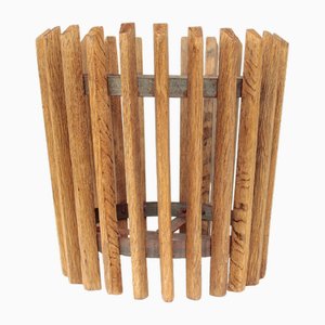 Plant Pot with Wooden Slats and Iron Strips, 1950s