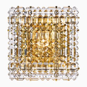 Faceted Crystal Ceiling Light in Gold from Kinkeldey, 1960s