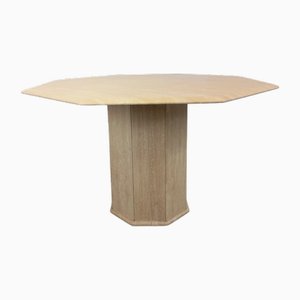 Mesa de comedor vintage octogonal de travertino, años 70