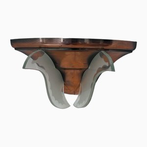 Lampada da parete angolare Art Déco in rame e vetro, 1930
