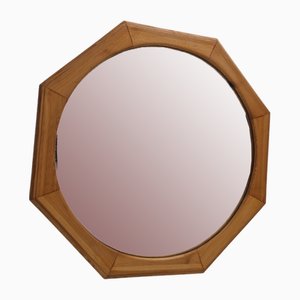 Scandinavian Octagonal Pine Wood Mirror, 1970s