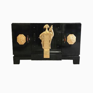 Italian Art Deco Sideboard with Gold Leaf, 1930s
