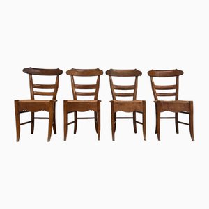 French Straw Chairs, 1950s, Set of 4