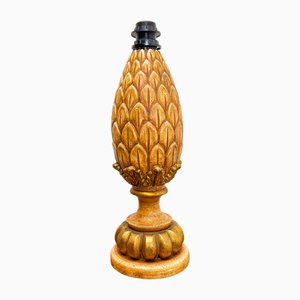 Mid-Century Wooden Pineapple Table Lamp, France, 1960s