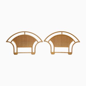 Vintage Bett Kopfteile aus Bambus & Korbgeflecht, 1970er, 2er Set