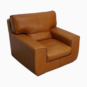 Club Chair in Tan / Cognac Neck Leather from Roche Bobois, France, 1980s