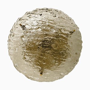 Gold Textured Wave Glass Flush Mount from Kaiser Leuchten, 1970s