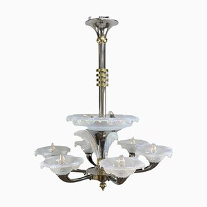 Large Art Deco Chandelier attributed to Boris Lacroix for Ezan, 1930s