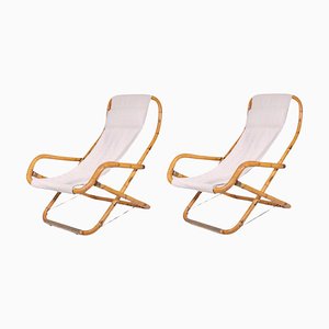 Chaises Longues Vintage en Bambou et Laiton par Vivai Del Sud, 1970s, Set de 2