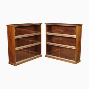 Italian Bookcases in Walnut, 1960s, Set of 2