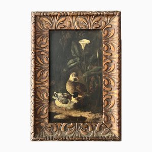 Federico Jiménez Y Fernández, Ducks in the Pond, Oil on Panel, Framed