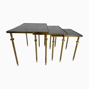 Vintage Brass Nesting Tables, Set of 3