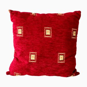 Cuscino vintage in tessuto rosso