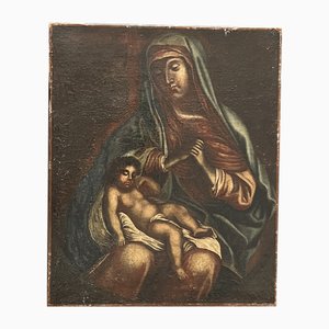 Artista di scuola spagnola, Madonna col Bambino, Olio su tela, XVIII secolo