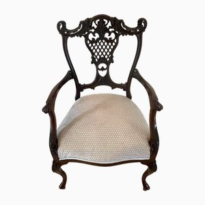 Antique Victorian Mahogany Carved Elbow Chair, 1860