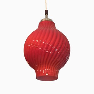 Lampe Vintage en Verre Feuilleté Rouge, 1960s