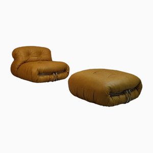 Set of Soriana Armchairs and Footrest by Tobia & Afra Scarpa for Cassina, 1969