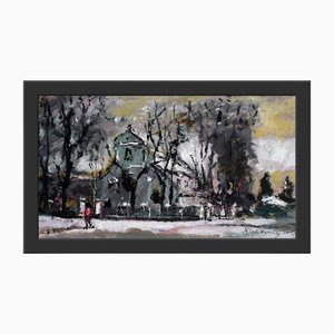 Magdalena Spasowicz, Landscape with a Church, Oil on Board, 2002
