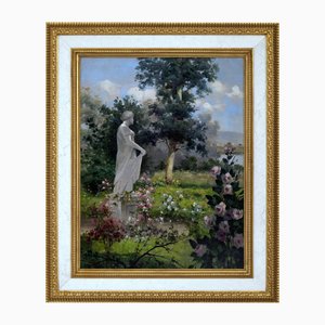 Antonio Celli, Garden Scene, 2000s, Oil on Canvas, Framed