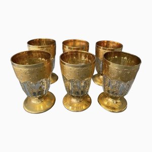 Bicchieri in oro di Moser, Repubblica Ceca, XIX secolo, set di 6