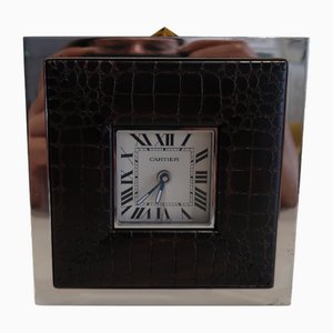 Orologio da tavolo in stile Art Déco in acciaio inossidabile di Cartier