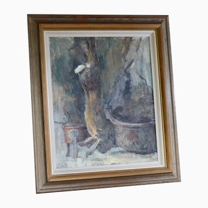 Johan Bladh, Studio modernista di Hunters' Game Rabbit, Svezia, anni '60, olio su tela, con cornice