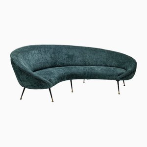 Blue Curved Sofa in the style of Federico Munari, 1950s