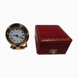 Colisee Table Clock in 24-Karat Gold-Plating from Cartier, 1990
