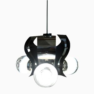 Vintage Italian Chrome Plated Chandelier, 1970s
