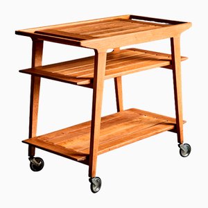 Carrito francés de roble de René-Jean Caillette, años 50