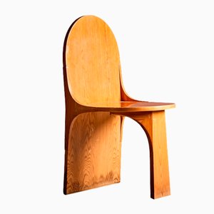 Silla escandinava escultural de madera, años 60